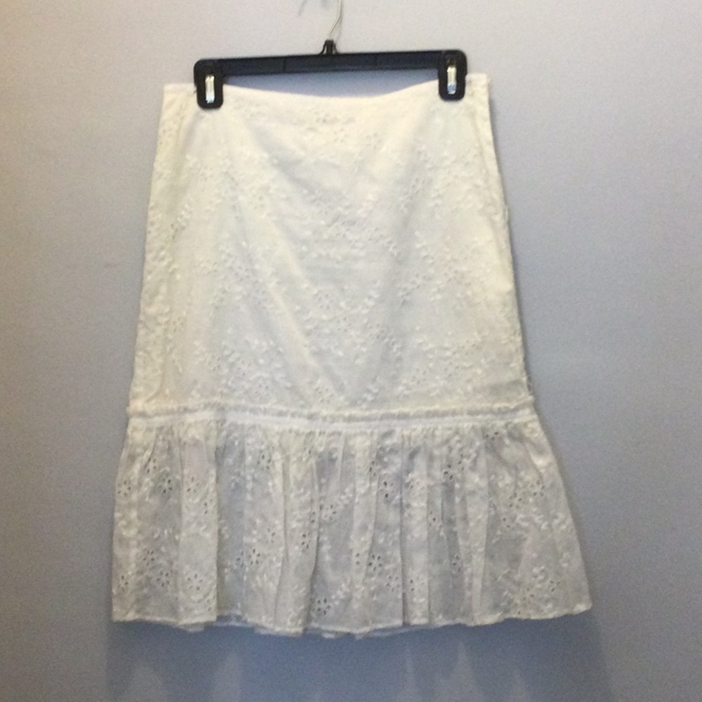 Pink Tartan white eyelet skirt.